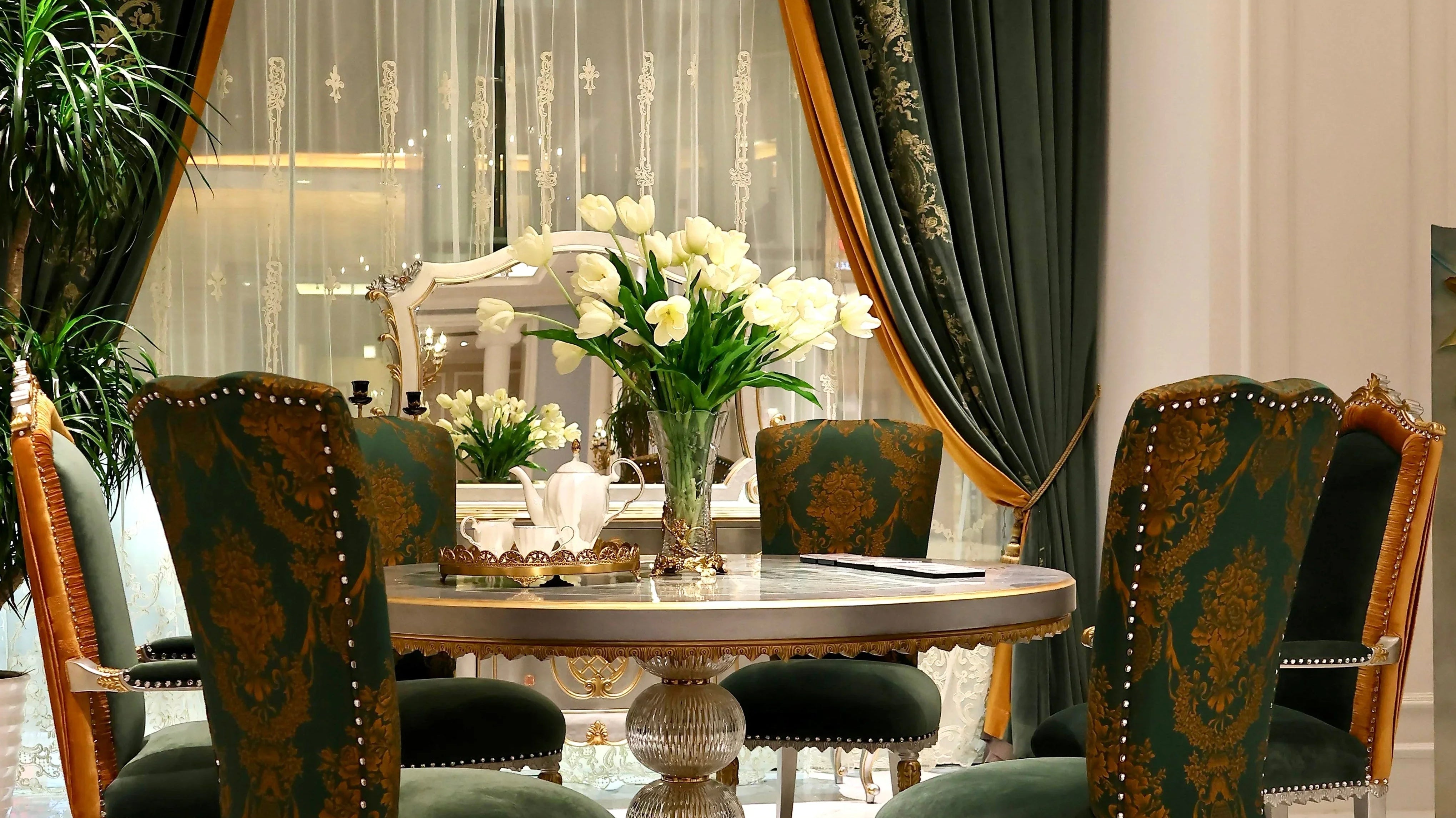 Dining Arm Chairs: Luxury French Dining Table Set by Ritong Furnishing - RITONG HOME Furnishing