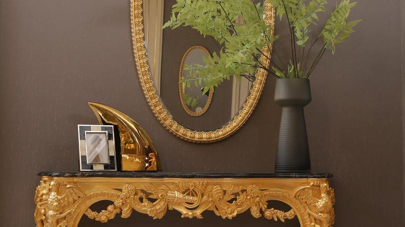 Gold Console Table: Custom French Entryway Table by Ritong Furnishing - RITONG HOME Furnishing