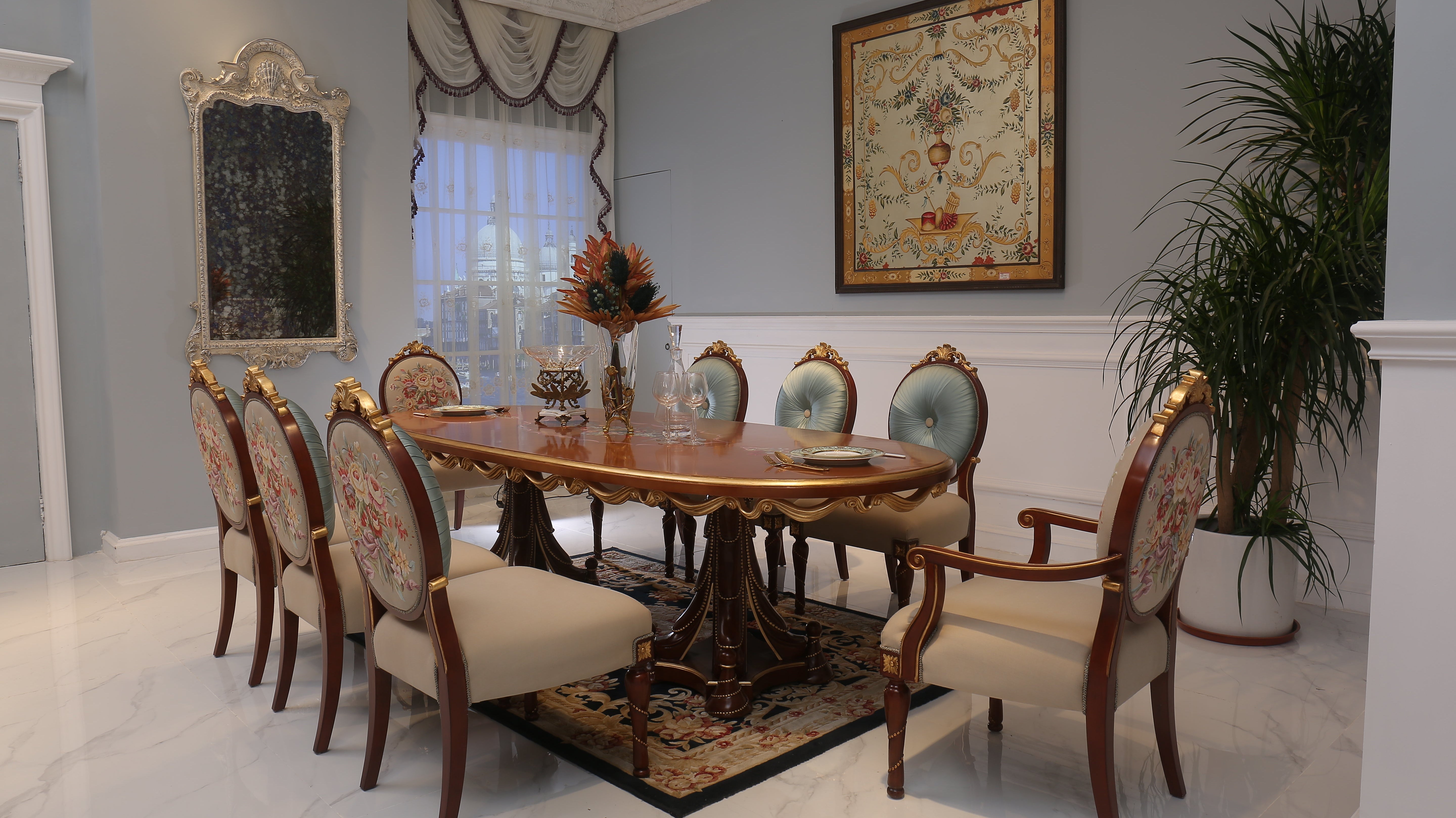 Wooden Dining Table: Wooden Dining Chair & Wood Dining Room Table French Set - RITONG HOME Furnishing