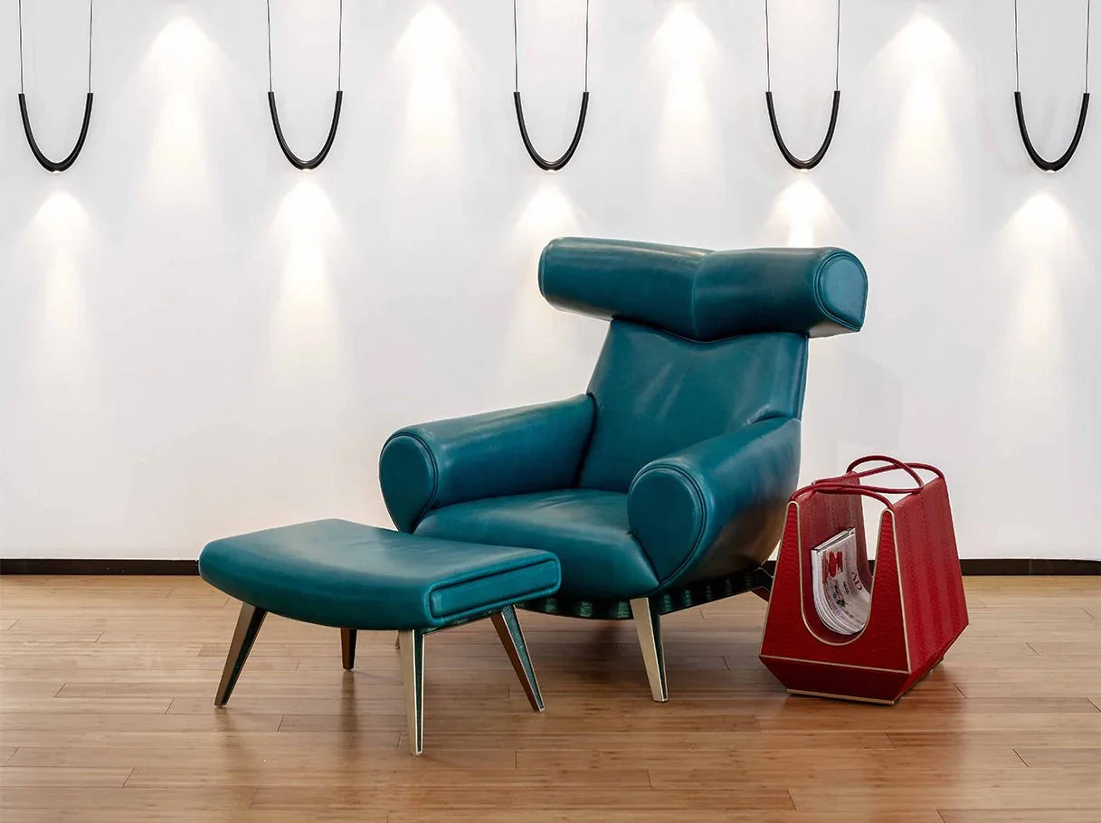 Oversized cozy chaise lounge chair with matching ottoman, luxury interior design for modern living spaces