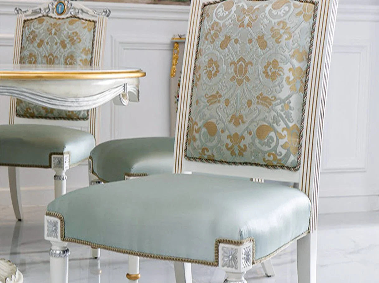 Upholstered dining chair DC-078 in dining room: Ornamental details, perfect for high end furniture & french style interiors