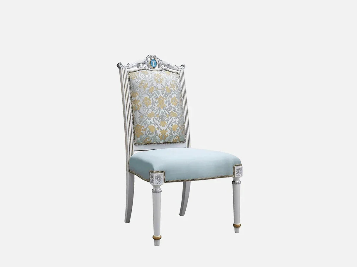 DC-078 dining chair side view: Curved legs, luxurious velvet upholstery – exemplifying french style furniture elegance