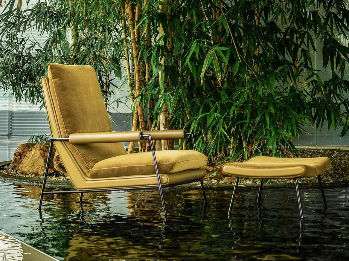 Art Deco chair set with a matching recliner, showing large armchair design for modern interiors