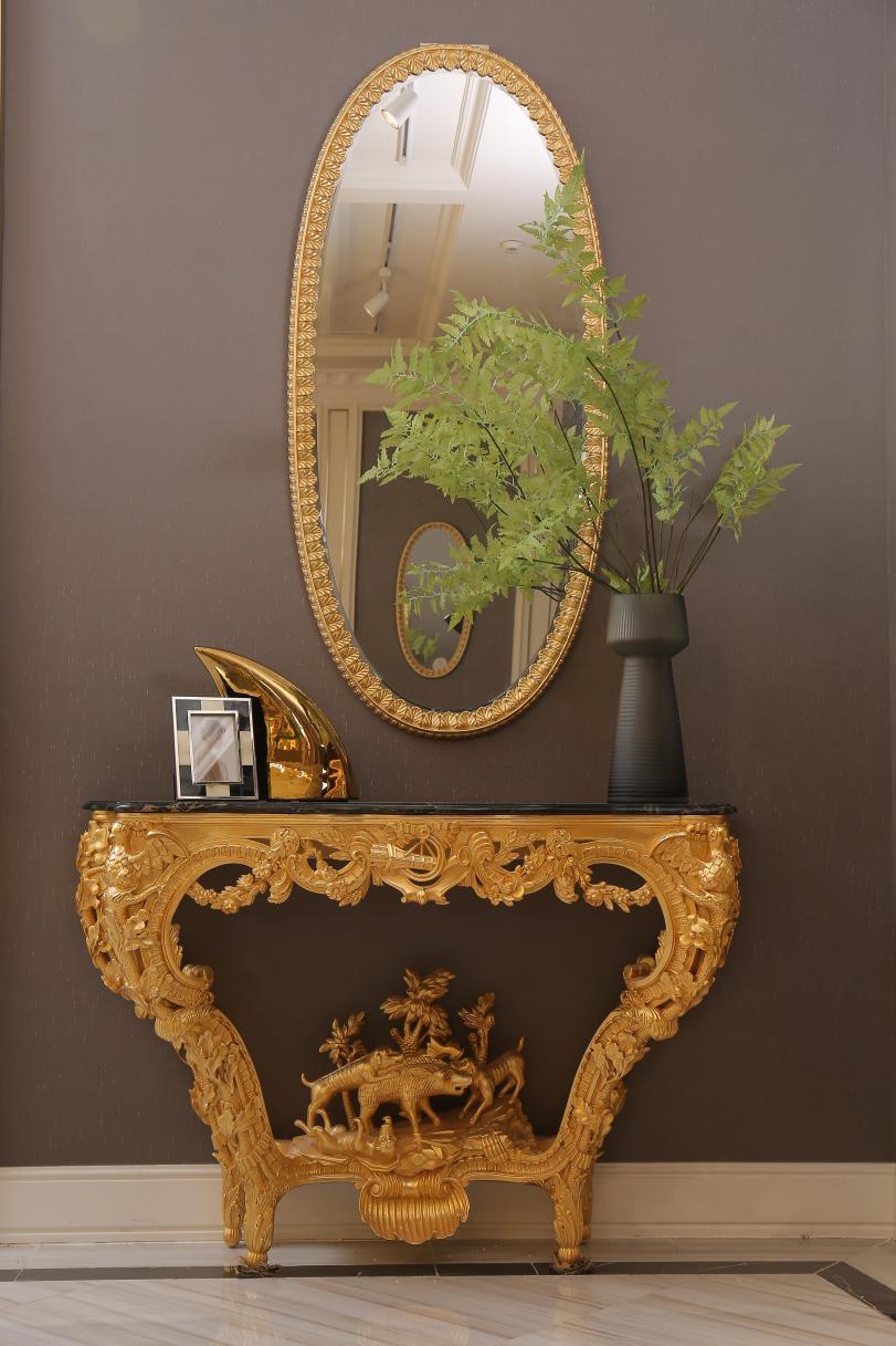 Gold Console Table: Custom French Entryway Table by Ritong Furnishing - RITONG HOME Furnishing