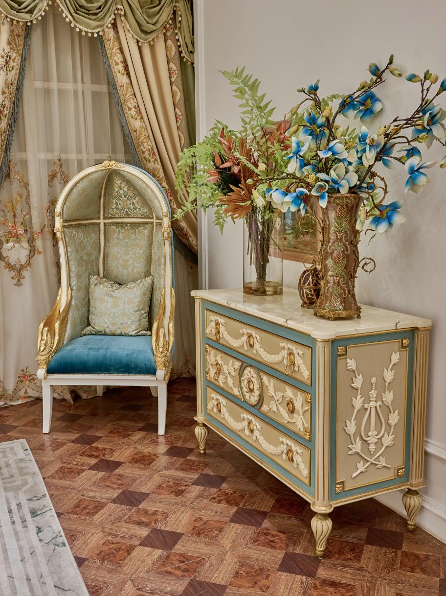 Wood Cabinet: Birdcage Chair & Wood Sideboard Cabinet French Set - RITONG HOME Furnishing