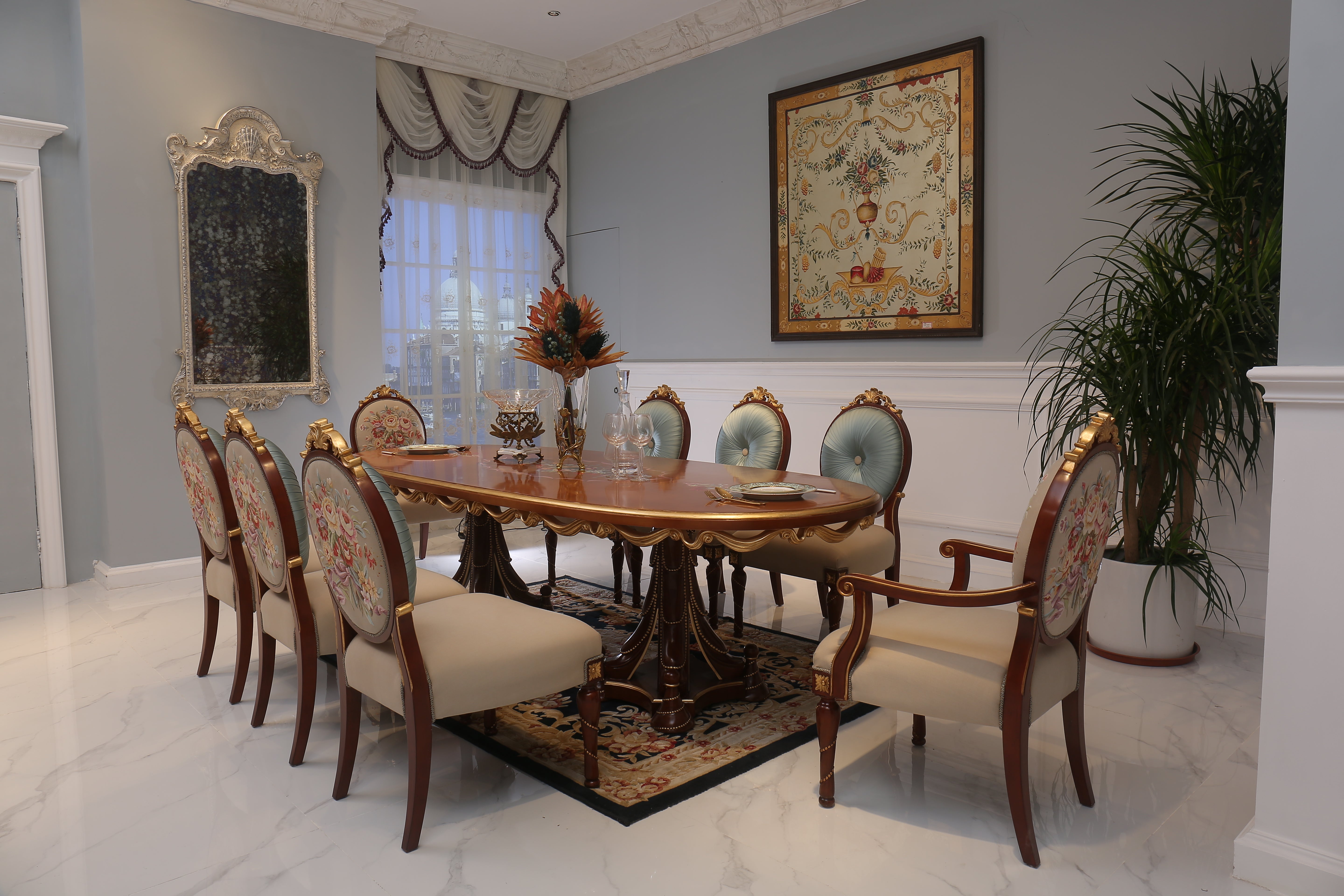 Wooden Dining Table: Wooden Dining Chair & Wood Dining Room Table French Set - RITONG HOME Furnishing