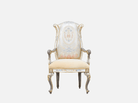 Solid wood dining chair AC-0421 front view: Beech wood carving, gold leaf accents, plush velvet seat – ideal for high end furniture