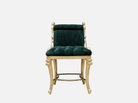 Velvet dining chair DC-041 front view: Beech wood carving, gold leaf accents, emerald velvet upholstery – ideal for high end furniture