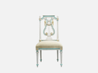 Curved back dining chair DC-081 front view: Beech wood curved back, velvet seat – ideal for high end furniture