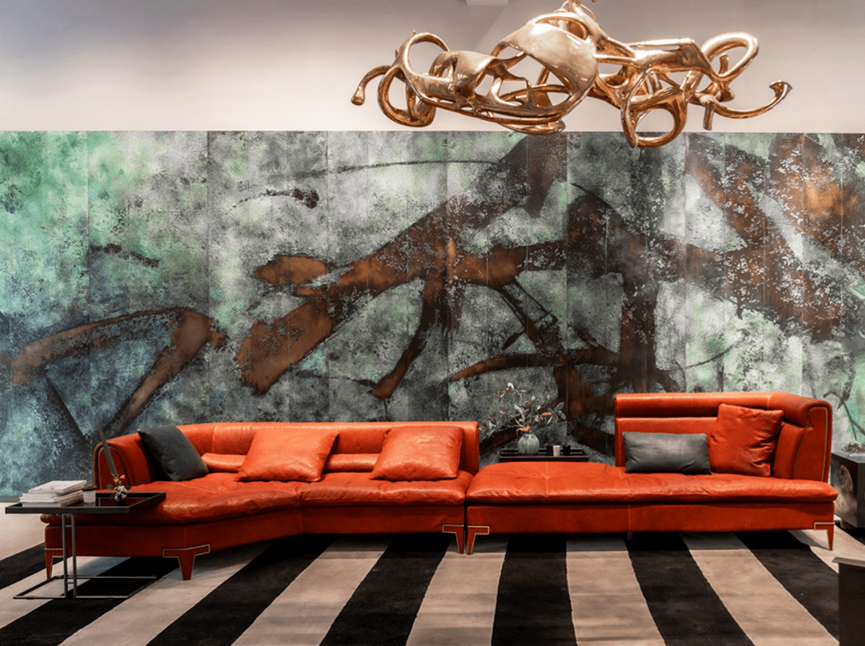 Art Deco couch MS-2981 styled in a luxury living room interior with modern décor